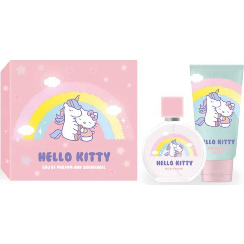 Hello Kitty dāvanu komplekts Unicorn Rainbow 50ml smaržas + 100ml dušas želeja