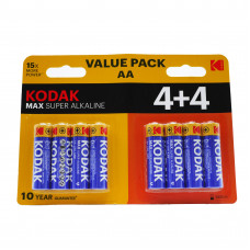 KODAK BATTERIES XTRALIFE ALKALINE AA 4+4PK 03/34