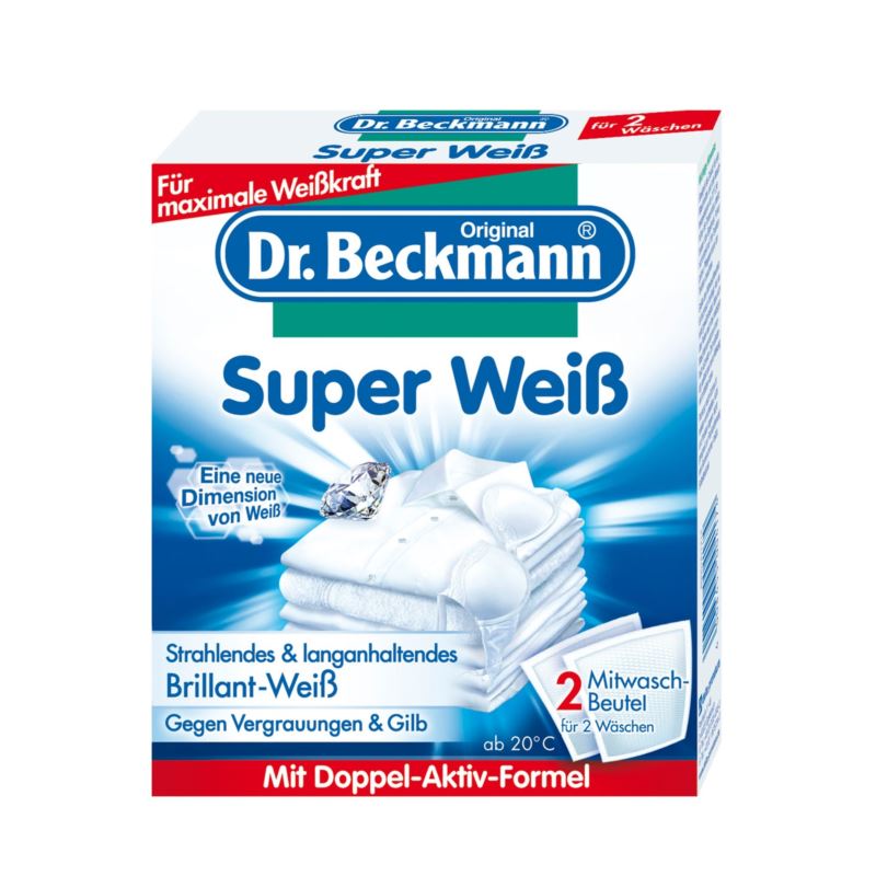 Dr. Beckmann Super Weiss Bleaching Sachets balinošs līdzeklis baltai veļai 2x40g